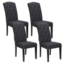 Artiss Dansk Dining Chairs Set of 4 - Dark Grey Linen, Tufted Parsons Design, Extra Thick Foam, Pinewood Frame, 104cm Artiss Dansk Dining Chairs Set of 4 - Dark Grey Linen, Tufted Parsons Design, Extra Thick Foam, Pinewood Frame, 104cm