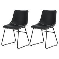 Artiss 2x Retro Dining Chairs - Black PU Leather, Ergonomic Design, Metal Legs, Compact 48x58x83cm, Easy Assembly