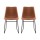 Artiss 2x Retro Dining Chairs - Brown PU Leather, Ergonomic Design, Metal Sled Legs, 48x58x83cm, Mid-Century Accent