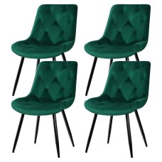 Artiss Dining Chairs Set of 4, Velvet Diamond Tufted, Green, Steel Legs, 150kg Capacity, Luxurious Comfort & Style Artiss Dining Chairs Set of 4, Velvet Diamond Tufted, Green, Steel Legs, 150kg Capacity, Luxurious Comfort & Style