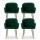 Artiss Kynsee Set of 4 Green Velvet Dining Chairs – Plush Armchairs with Steel Legs, 150kg Capacity, 54x58x83cm
