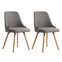 Artiss Kalmar Dining Chairs Set of 2 - Grey Upholstered Fabric, Solid Beech Wood Frame, Scandinavian Design, 81cm Height
