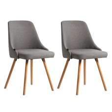 Artiss Kalmar Dining Chairs Set of 2 - Grey Upholstered Fabric, Solid Beech Wood Frame, Scandinavian Design, 81cm Height