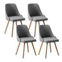 Artiss Kalmar Dining Chairs Set of 4 - Grey, Soft-Touch Fabric, Beech Wood Frame, 45cm Seat Height, Scandinavian Style