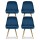 Artiss Velvet Dining Chairs Set of 4 - Blue, Channel Tufted, Gold Legs, 44x41x80cm, High Resilience Foam, Easy Assembly
