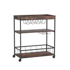 Artiss Kitchen Island Rolling Serving Cart, Metal & Oak, 78x40x90cm, Mobile Storage with Wine & Glass Racks Artiss Kitchen Island Rolling Serving Cart, Metal & Oak, 78x40x90cm, Mobile Storage with Wine & Glass Racks
