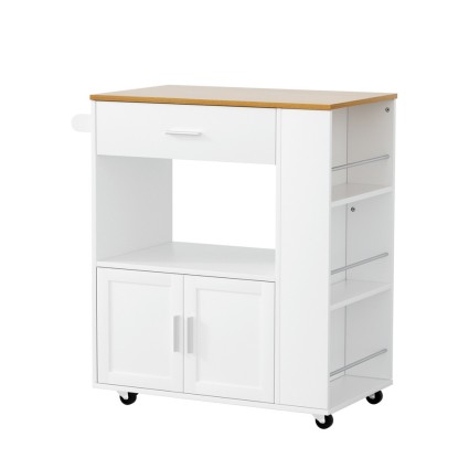 Artiss Mobile Kitchen Island Trolley, Engineered Wood, 75x46x92.5cm, Black/Pine - Versatile Cart for Kitchen & Bar
