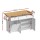 Artiss 150cm Kitchen Island Trolley Rolling Serving Cart White Oak Foldable Drop Leaf with AC and USB