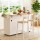 Artiss 150cm Kitchen Island Trolley Rolling Serving Cart White Oak Foldable Drop Leaf with AC and USB