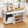 Artiss 150cm Kitchen Island Trolley Rolling Serving Cart White Oak Foldable Drop Leaf with AC and USB