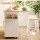 Artiss 90cm Kitchen Island Trolley with Foldable Drop Leaf Rolling Serving Cart White Oak Cabinet Storage