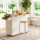 Artiss 90cm Kitchen Island Trolley with Foldable Drop Leaf Rolling Serving Cart White Oak Cabinet Storage