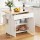 Artiss 90cm Kitchen Island Trolley with Foldable Drop Leaf Rolling Serving Cart White Oak Cabinet Storage