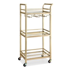 Artiss Gold Rolling Kitchen Island Cart with Wine Rack, 3-Tier Mirrored Glass Shelves, 43cm for Versatile Storage Artiss Gold Rolling Kitchen Island Cart with Wine Rack, 3-Tier Mirrored Glass Shelves, 43cm for Versatile Storage