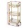 Artiss Gold Rolling Kitchen Island Cart with Wine Rack, 3-Tier Mirrored Glass Shelves, 43cm for Versatile Storage
