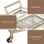Artiss Gold Rolling Kitchen Island Cart with Wine Rack, 3-Tier Mirrored Glass Shelves, 43cm for Versatile Storage