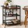 Artiss Bar Cart Drinks Trolley 72cm Black Walnut Metal Frame Wine Rack Glass Holder Removable Racks Hooks