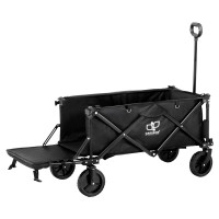 Gardeon Garden Cart, Steel & 600D Polyester, 92x48x61cm, Black, Multipurpose Trolley with 360° Wheels & Rear Opening