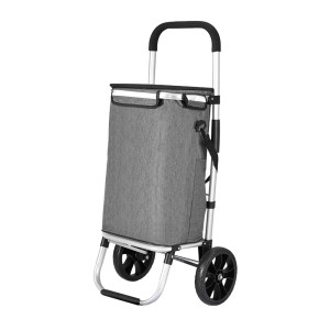Emajin Foldable Shopping Trolley Cart 45kg, Aluminium Frame, 2 Side Pockets, Ice Bag, Water-Resistant, Grey