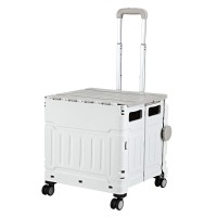 Emajin Foldable Shopping Trolley Cart 75L White, Aluminium Handle, Water-Resistant, 70kg Capacity, 360° Wheels