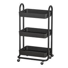 Artiss 3-Tier Kitchen Storage Trolley Cart with Wheels, Steel Frame, 45kg Capacity, 46x35.5x80cm, Black Artiss 3-Tier Kitchen Storage Trolley Cart with Wheels, Steel Frame, 45kg Capacity, 46x35.5x80cm, Black