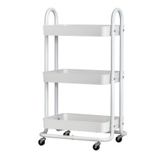 Artiss 3 Tier Storage Trolley Kitchen Cart, Steel Frame, 46x35.5x80cm, Organiser with Wheels, White Artiss 3 Tier Storage Trolley Kitchen Cart, Steel Frame, 46x35.5x80cm, Organiser with Wheels, White