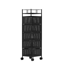 Artiss 5-Tier Storage Trolley Kitchen Cart, Steel Frame, Black, 27x27x94cm, Lockable Wheels, Space-Saving Design Artiss 5-Tier Storage Trolley Kitchen Cart, Steel Frame, Black, 27x27x94cm, Lockable Wheels, Space-Saving Design