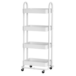 Artiss 4-Tier White Storage Trolley Kitchen Cart - Portable, Space-Saving, Steel Frame, 50kg Capacity, 1-Year Warranty
