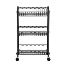 Artiss 3-Tier Steel Shelving Unit with Adjustable Shelves, Wheels, 20kg Capacity per Tier, 45x25x75cm, Black Artiss 3-Tier Steel Shelving Unit with Adjustable Shelves, Wheels, 20kg Capacity per Tier, 45x25x75cm, Black