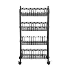 Artiss 4-Tier Adjustable Steel Shelving Unit with Wheels - 20kg Capacity, Rust-Resistant, 45x25x90cm, Black Artiss 4-Tier Adjustable Steel Shelving Unit with Wheels - 20kg Capacity, Rust-Resistant, 45x25x90cm, Black