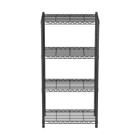 Artiss 4-Tier Adjustable Steel Shelving Unit, 60x35x120cm, 50kg Per Shelf, Garage Storage Rack, Black