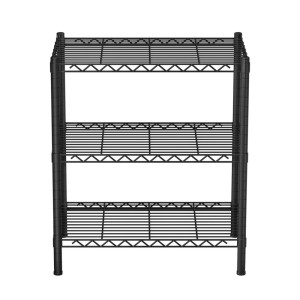 Artiss 3-Tier Adjustable Steel Shelving Unit - 50kg Capacity, Rust-Resistant, V-Mesh Surface, 60x35x70cm, Black