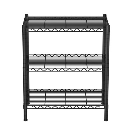 Artiss 3-Tier Adjustable Steel Shelving Unit - 50kg Capacity, Rust-Resistant, V-Mesh Surface, 60x35x70cm, Black