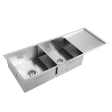 Cefito Kitchen Sink 111x45cm Double Bowl - Premium 304 Stainless Steel, Satin Finish, Soundproof, Easy Drainage Design