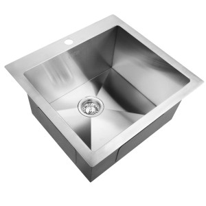 Cefito 53x50cm Handmade Stainless Steel Kitchen Sink, Single Bowl, R10 Corners, Soundproof Pads, Satin Finish