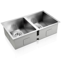 Cefito Handmade 77x45cm Double Bowl Kitchen Sink - Premium 304 Stainless Steel, R10 Corners, Soundproof, Easy Drainage