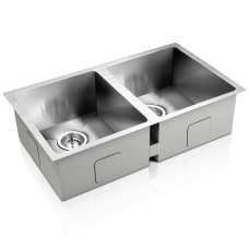 Cefito Handmade 77x45cm Double Bowl Kitchen Sink - Premium 304 Stainless Steel, R10 Corners, Soundproof, Easy Drainage