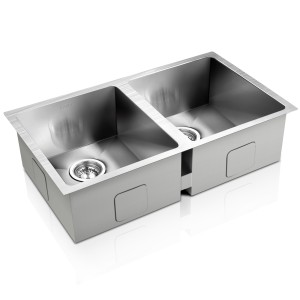 Cefito Handmade 77x45cm Double Bowl Kitchen Sink - Premium 304 Stainless Steel, R10 Corners, Soundproof, Easy Drainage