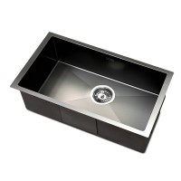 Cefito Kitchen Sink Stainless Steel 45x30cm Black Basin Single Bowl, Scratch-Proof, Anti-Bacterial, Easy Drainage