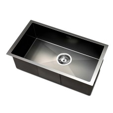 Cefito Kitchen Sink Stainless Steel 45x30cm Black Basin Single Bowl, Scratch-Proof, Anti-Bacterial, Easy Drainage