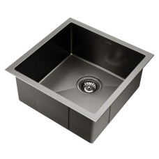 Cefito Kitchen Sink, Stainless Steel, 44x44cm, Black, Single Bowl, Scratch-Proof, Anti-Bacterial, Easy Drainage