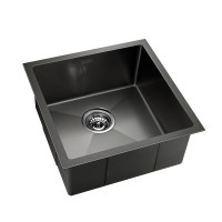 Cefito Kitchen Sink, Stainless Steel, 51x45CM, Black, Scratch-Proof, Anti-Bacterial, Easy Drainage, Sound-Deadening