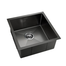 Cefito Kitchen Sink, Stainless Steel, 51x45CM, Black, Scratch-Proof, Anti-Bacterial, Easy Drainage, Sound-Deadening