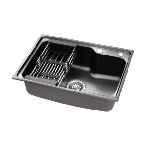 Cefito 61x43CM Stainless Steel Kitchen Sink - Single Bowl, Black, Nano-Coated, R10 Corners, Drain Basket Included