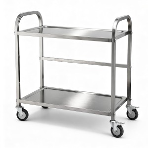 Cefito 2-Tier Stainless Steel Kitchen Trolley with Wheels, 84x56x98cm – Durable, Mobile, 100kg Capacity, Easy to Clean