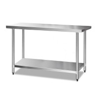 Cefito 1524x610mm Heavy Duty Stainless Steel Kitchen Bench with Adjustable Shelves and Bullet Feet for Home & Commercia