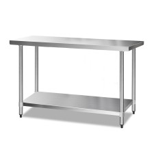 Cefito 1524x610mm Heavy Duty Stainless Steel Kitchen Bench with Adjustable Shelves and Bullet Feet for Home & Commercia