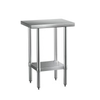 Cefito Stainless Steel Kitchen Work Bench 610x457mm - Durable 430 Steel, Adjustable Shelves & Feet, Easy Assembly