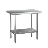 Cefito 910x610mm Stainless Steel Kitchen Work Bench - Commercial Grade 430, Adjustable Shelf & Legs, Easy Assembly