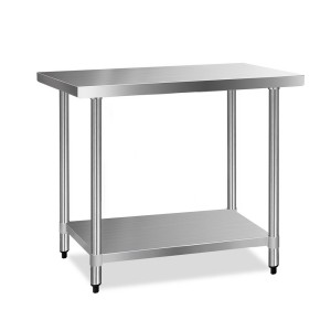 Cefito 1219x610mm Stainless Steel Kitchen Bench with Adjustable Shelving, Robust Steel Legs, and Corrosion Resistance